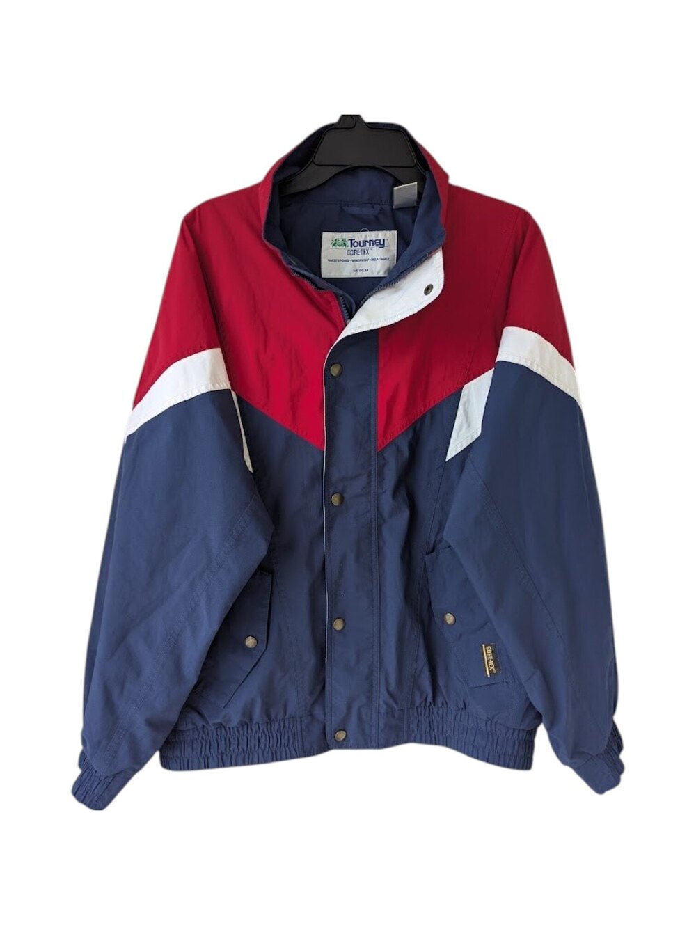Tourney Vintage 90s Mens M Gore-Tex Waterproof Colorblock Jacket 24x27 Navy Red
